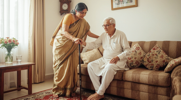 Senior couple care giving support