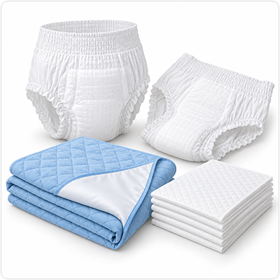Adult incontinence products and washable bed protectors