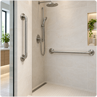 Properly installed bathroom grab bars